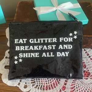Black Glitter Pouch with Inspirational Quote